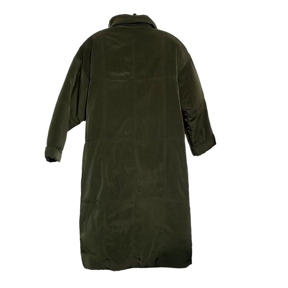 Vintage Gallery Coat Duck Down Long Green Quilted Double Breasted Tag L Fits XL - Picture 4 of 9